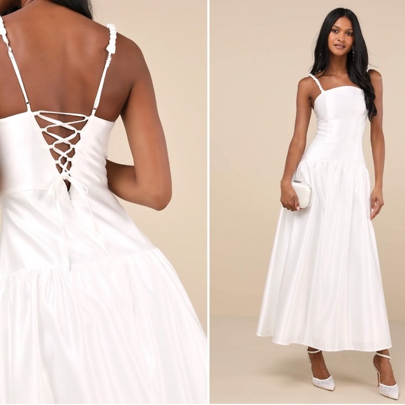 LULU's Chic Elegant Romantic Flowy Bridal Shower Bachelorette Elope Honeymoon - Picture 1 of 4